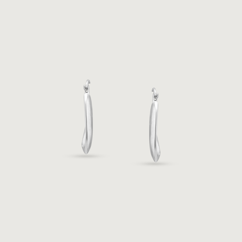 Sculpted Loop Silver Hoop Earrings,,hi-res thumbnail 5