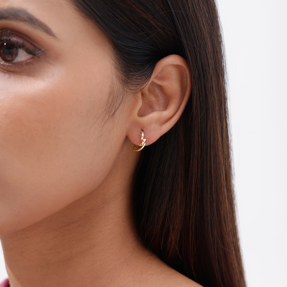 Playful Spiral Gold Hoop Earrings,,hi-res thumbnail 2