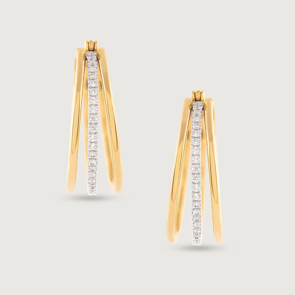 Triple Glam Gold & Diamond Hoop Earrings,,hi-res thumbnail 3