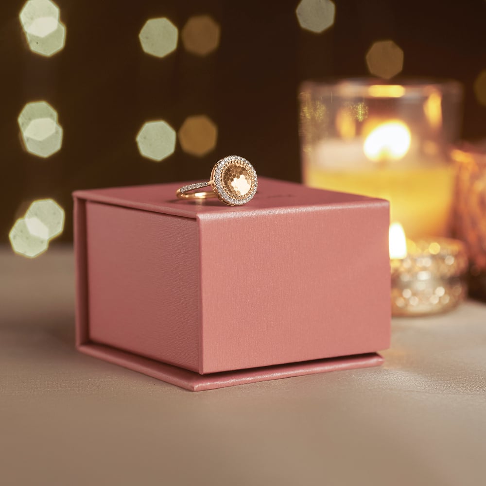 Luminous Textured Diamond Cocktail Ring