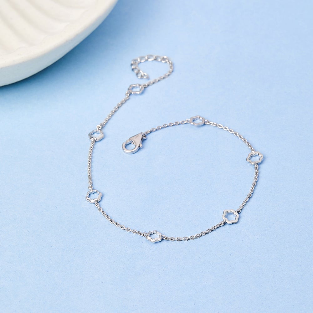 Polished Petite Single Silver Anklet