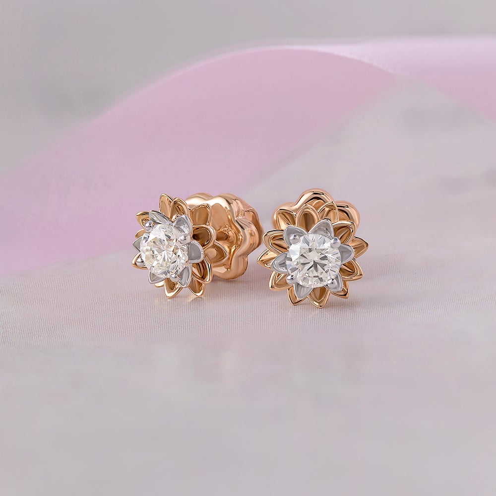 Eternal Bloom 14 kt Gold & Diamond Stud Earrings,,hi-res thumbnail 1