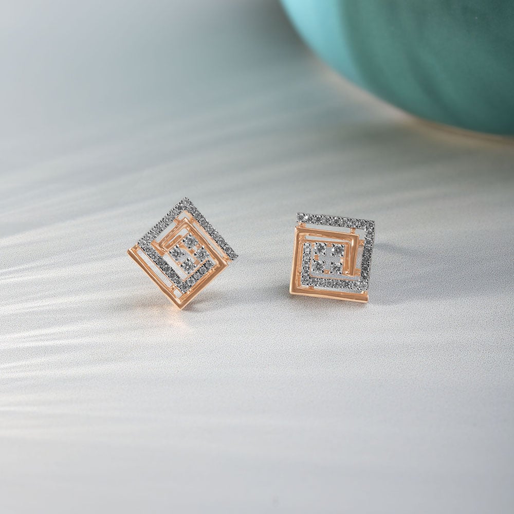 Glam Grid Diamond Earrings