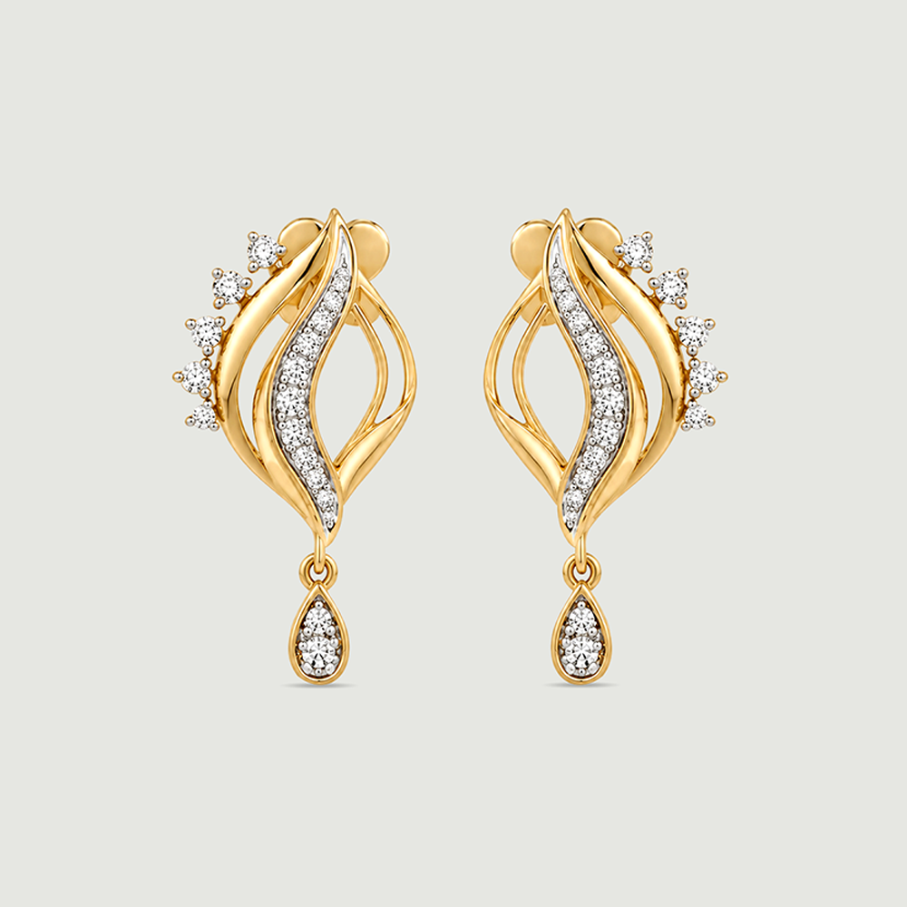 Rippled Glow Diamond Drop Earrings,,hi-res thumbnail 3