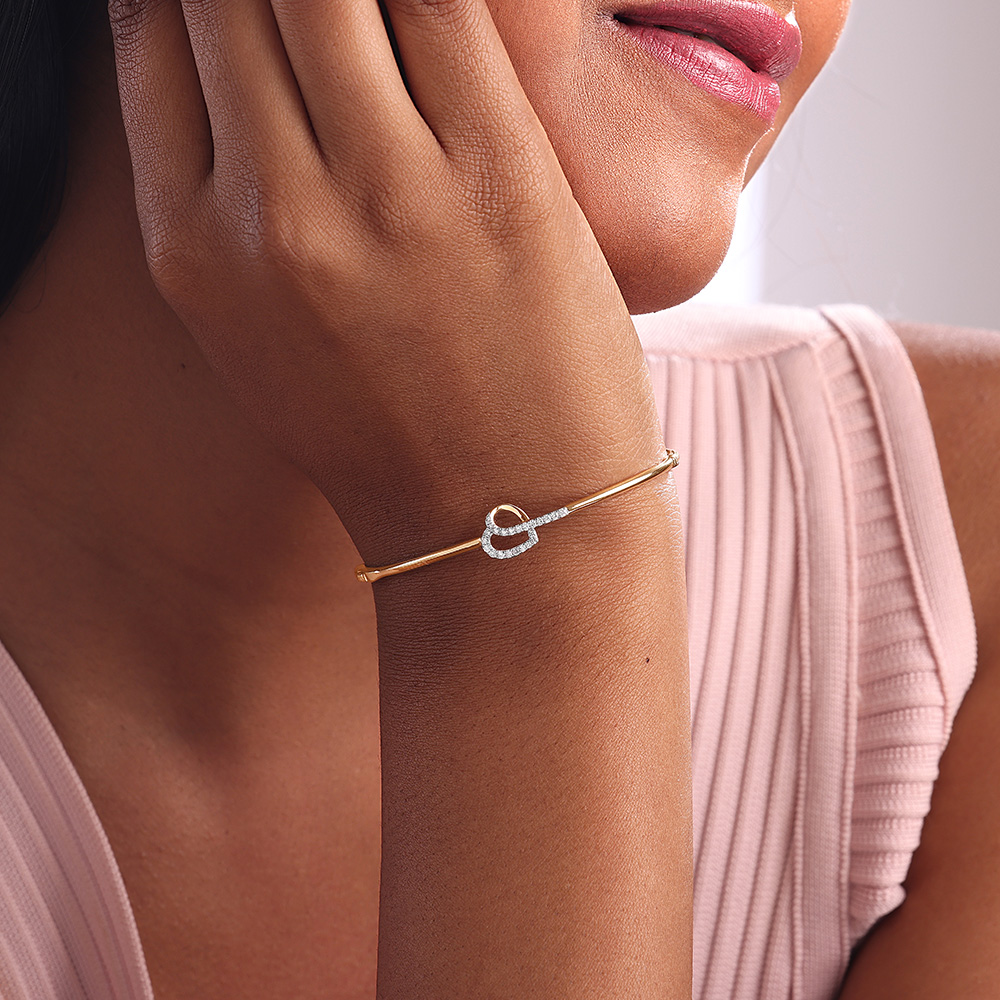 Love Story Diamond & Gold Bangle,,hi-res thumbnail 2