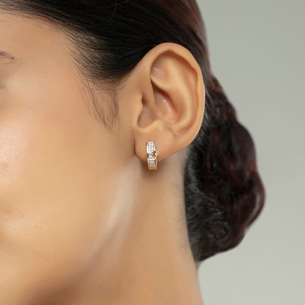 Elegant Vibes Gold & Diamond Hoop Earrings,,hi-res thumbnail 2