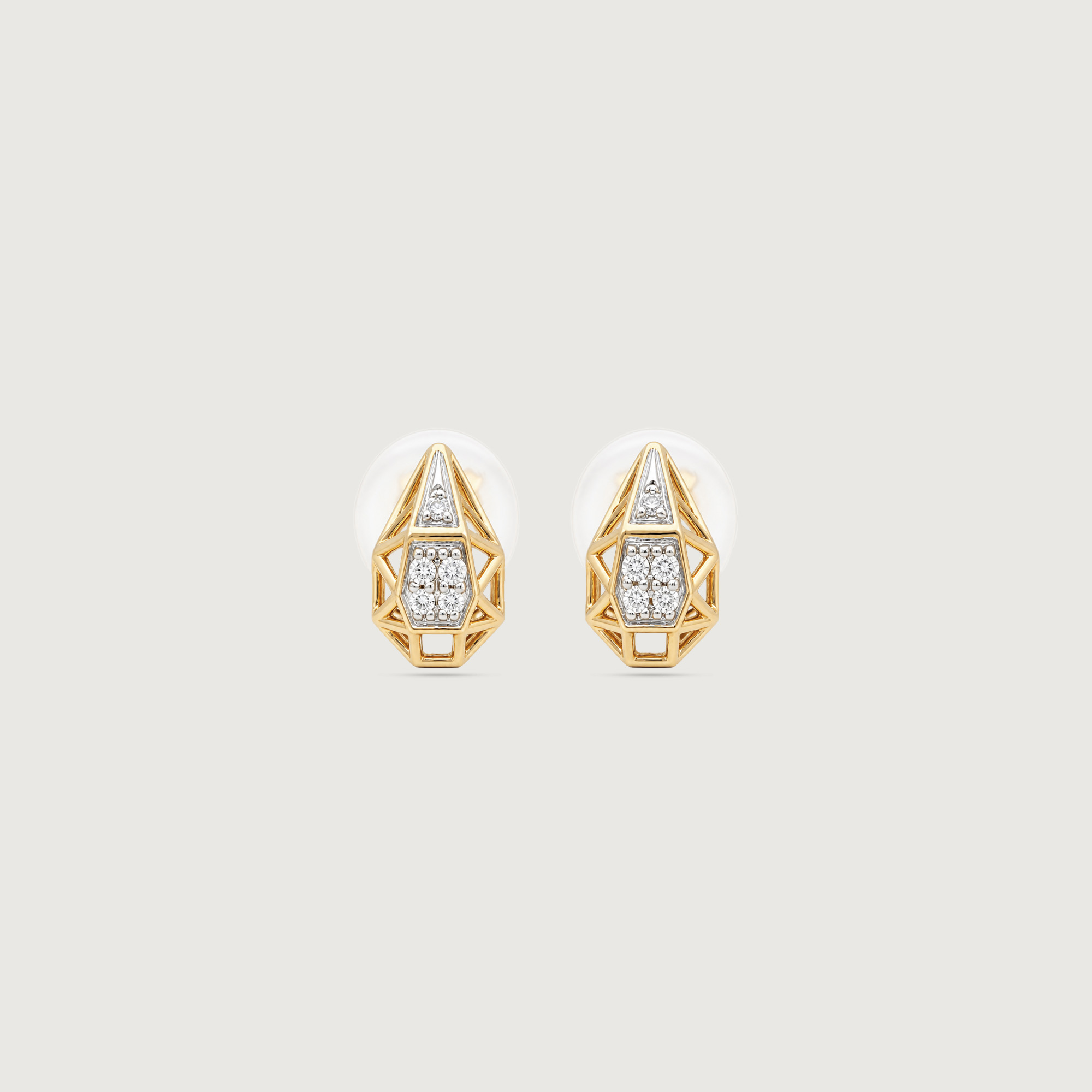 Faceted Balance Diamond Stud Earrings,,hi-res thumbnail 3