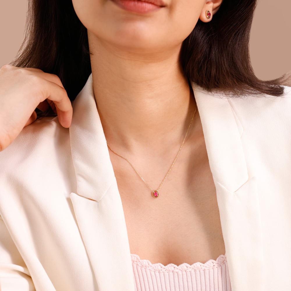 Vibrant Sleek Ruby Gold Necklace,,hi-res thumbnail 2