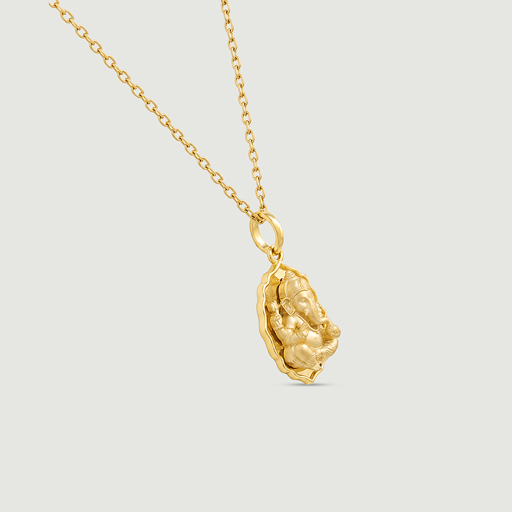 Divine Sculpted Ganesha Gold Pendant,,hi-res thumbnail 5