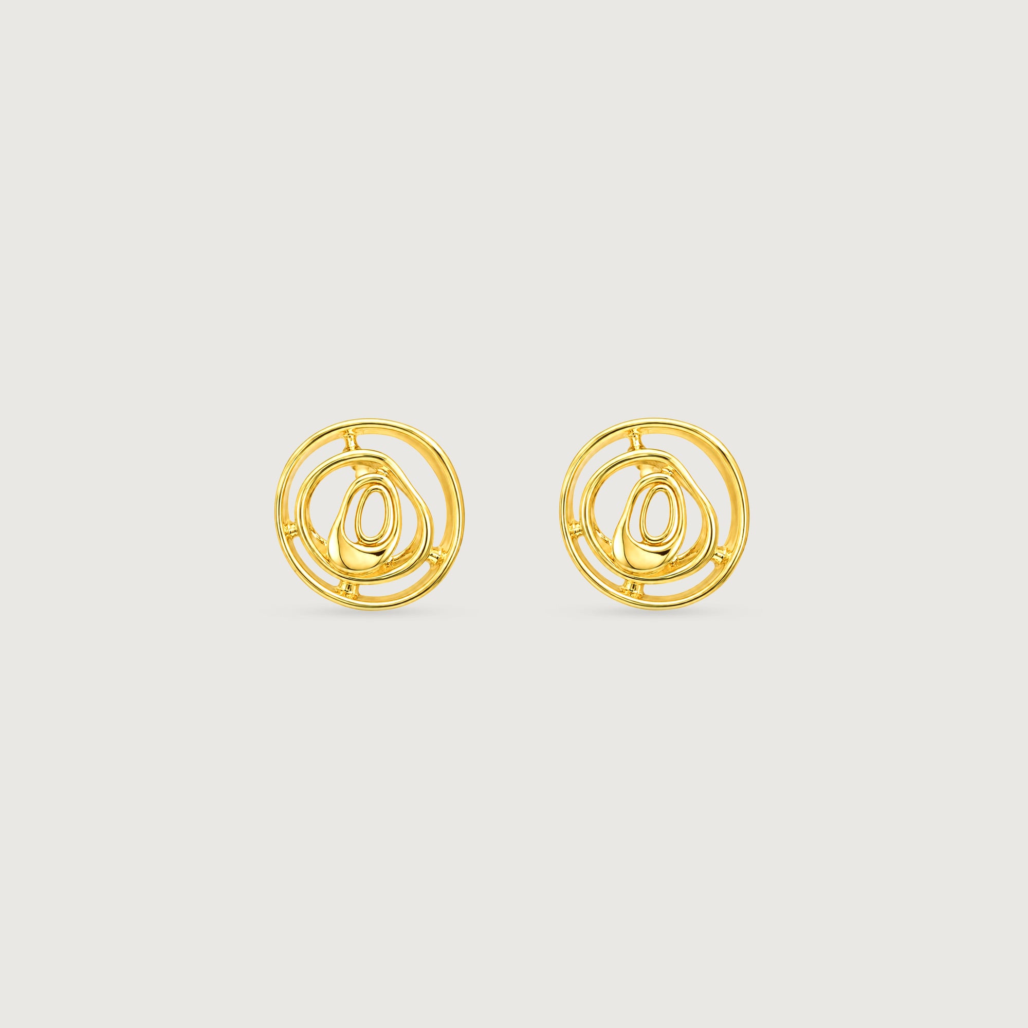 Serene Ripple Gold Stud Earrings,,hi-res thumbnail 3