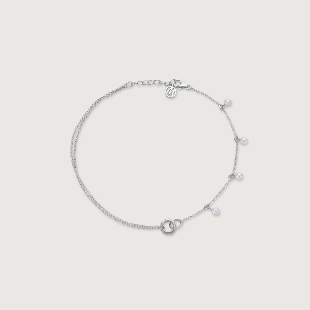 Twin Charm Single Silver Anklet,,hi-res thumbnail 3