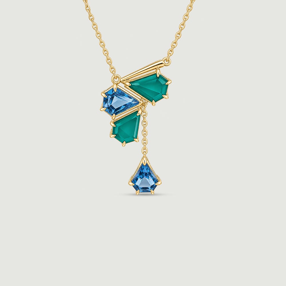 Fluid Graphic Onyx and Topaz Lariat Necklace,,hi-res thumbnail 4