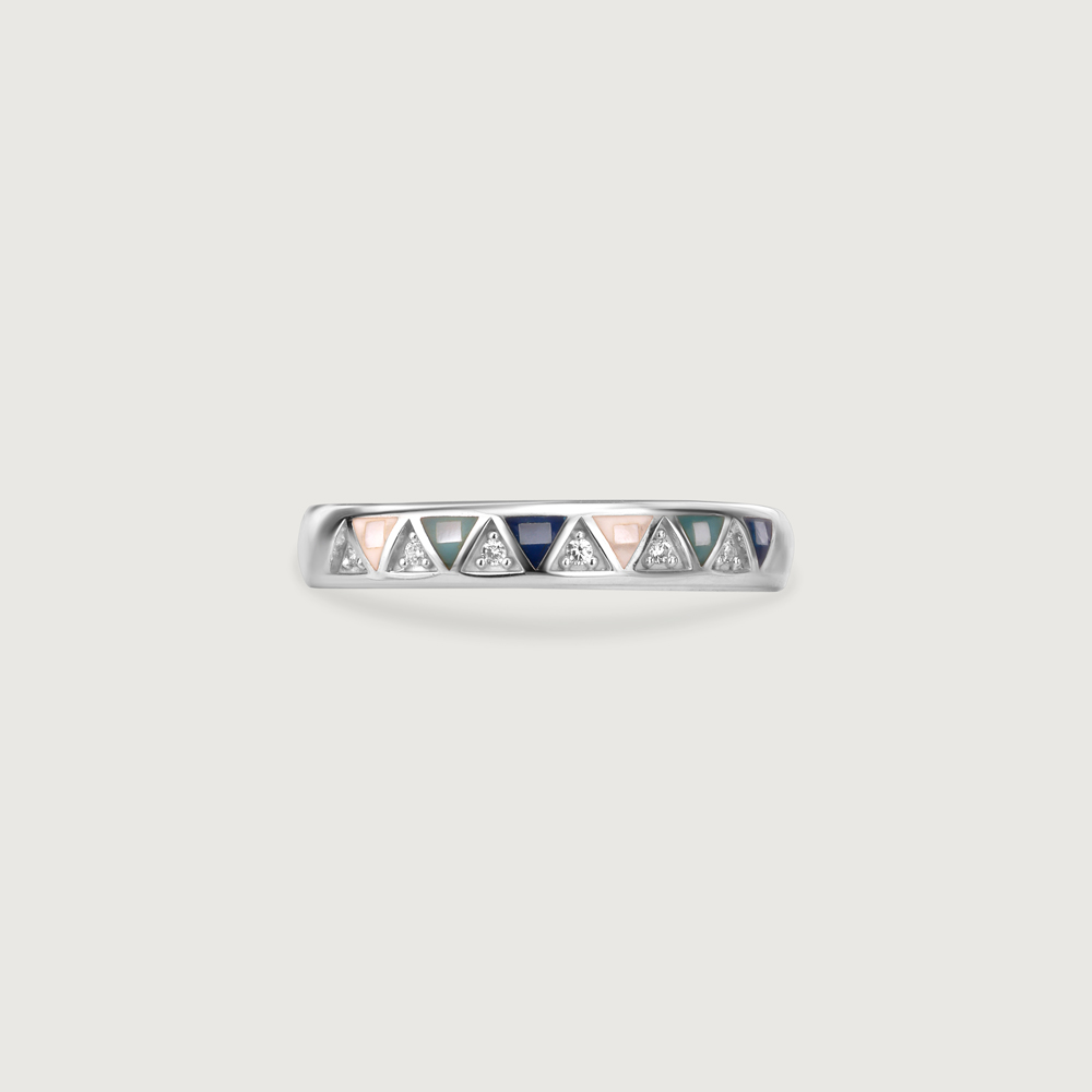 Graphic Colourful Mother of Pearl Silver Ring,,hi-res thumbnail 4