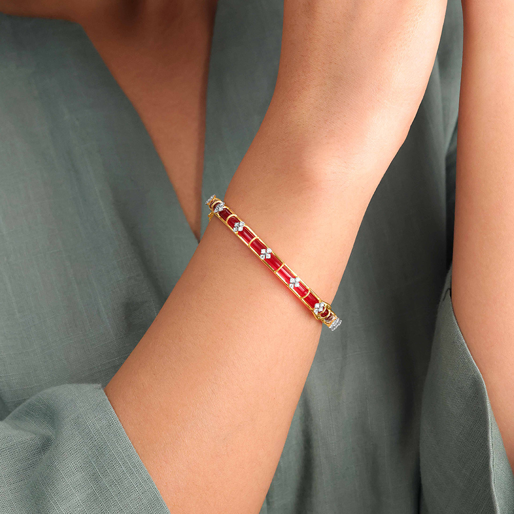 Charming Floral Diamond Bangle,,hi-res thumbnail 2