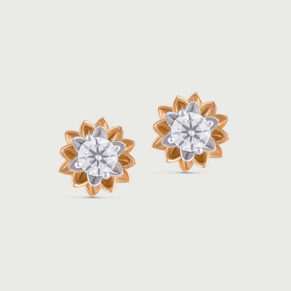 Eternal Bloom 14 kt Gold & Diamond Stud Earrings,,hi-res thumbnail 3