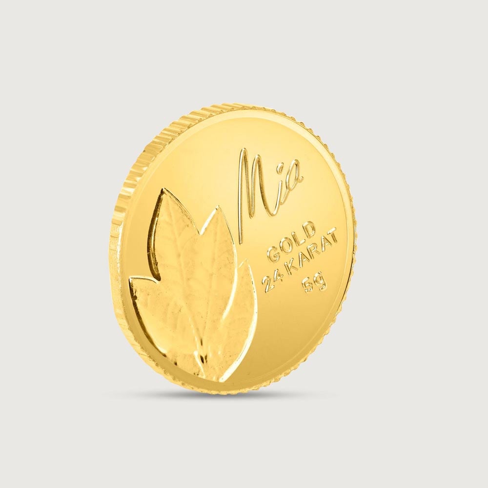 5 GM 24 Karat Mango Leaf Gold Coin,,hi-res thumbnail 4