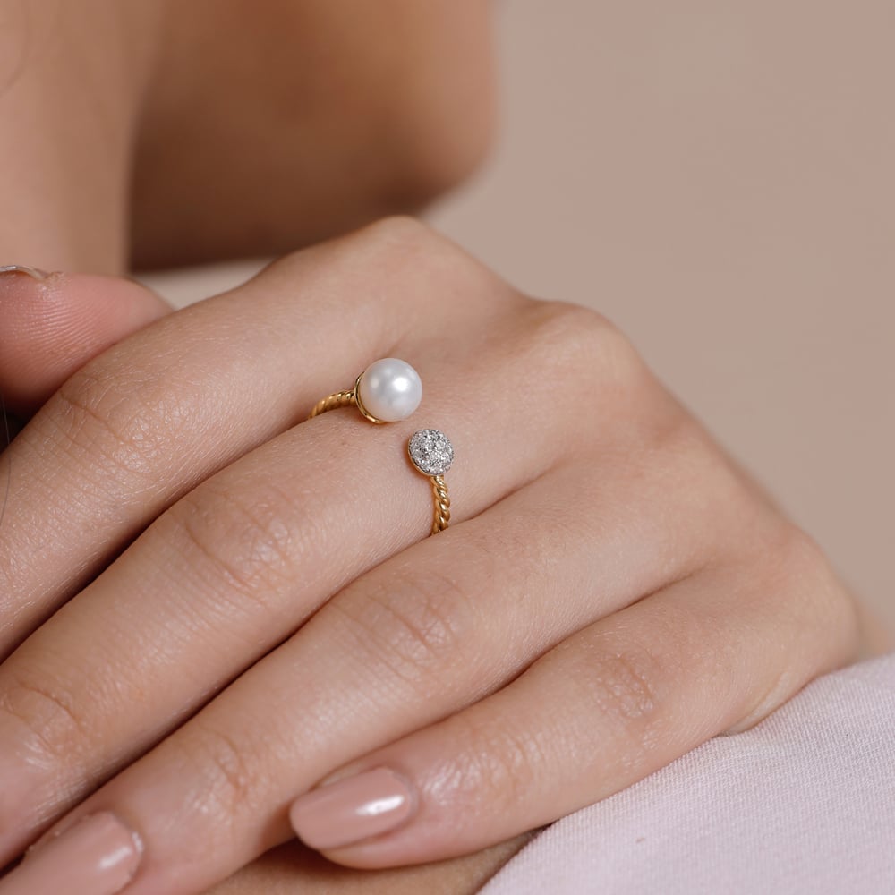 Romantic Contrasting Pearl Diamond Ring,,hi-res thumbnail 2