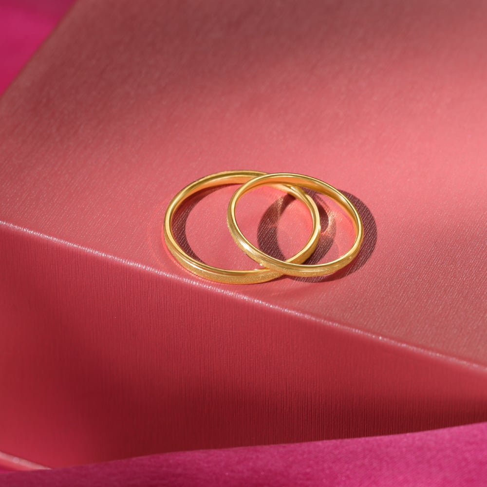 Milestone Marker Band 18KT Gold Couple Ring -Single Piece,,hi-res thumbnail 2