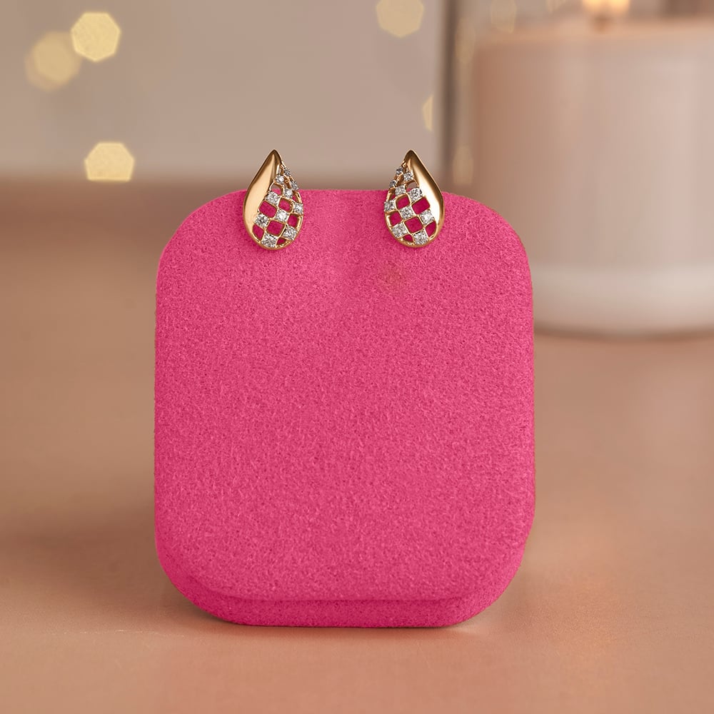 Luminous Checkered Diamond Stud Earrings
