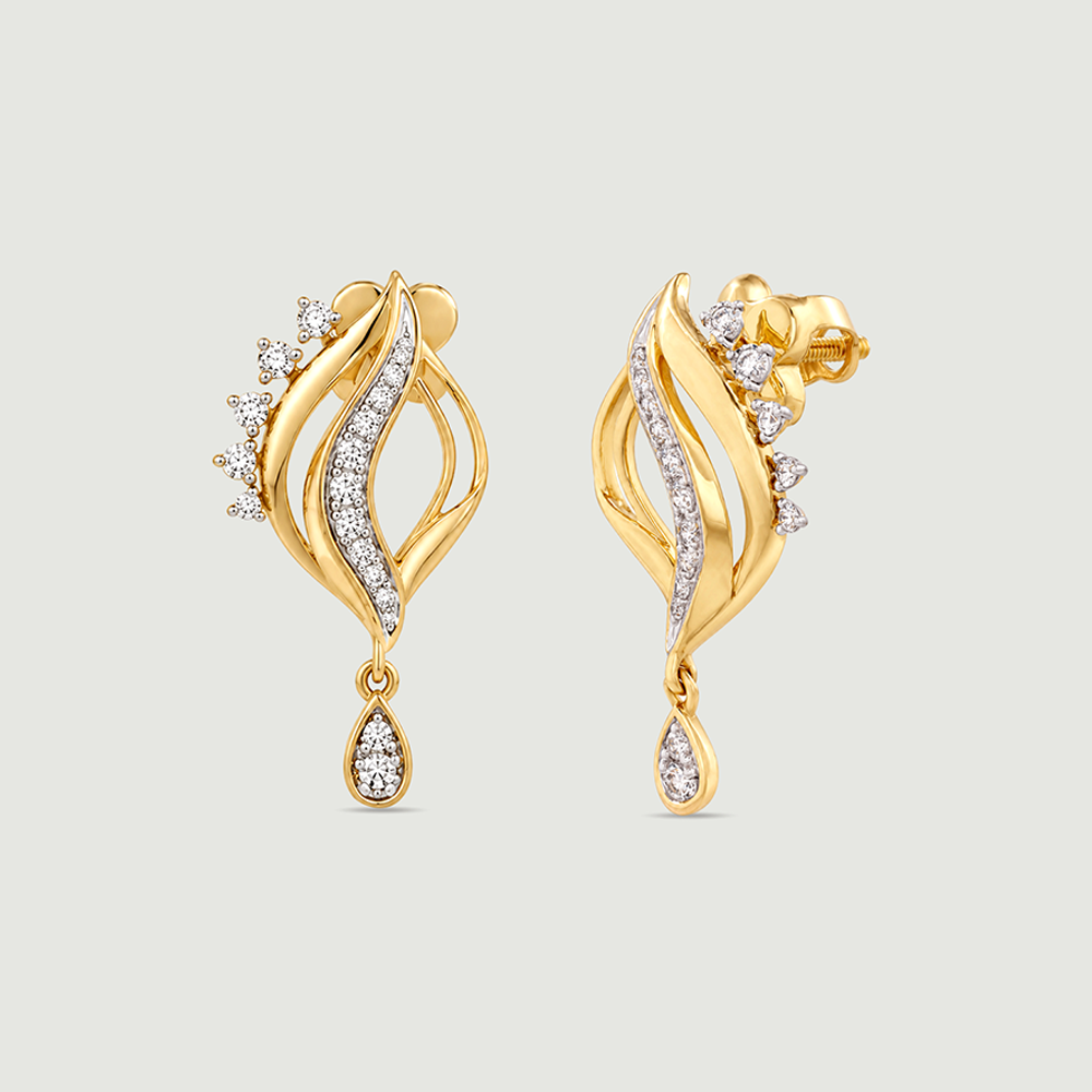 Rippled Glow Diamond Drop Earrings,,hi-res thumbnail 4