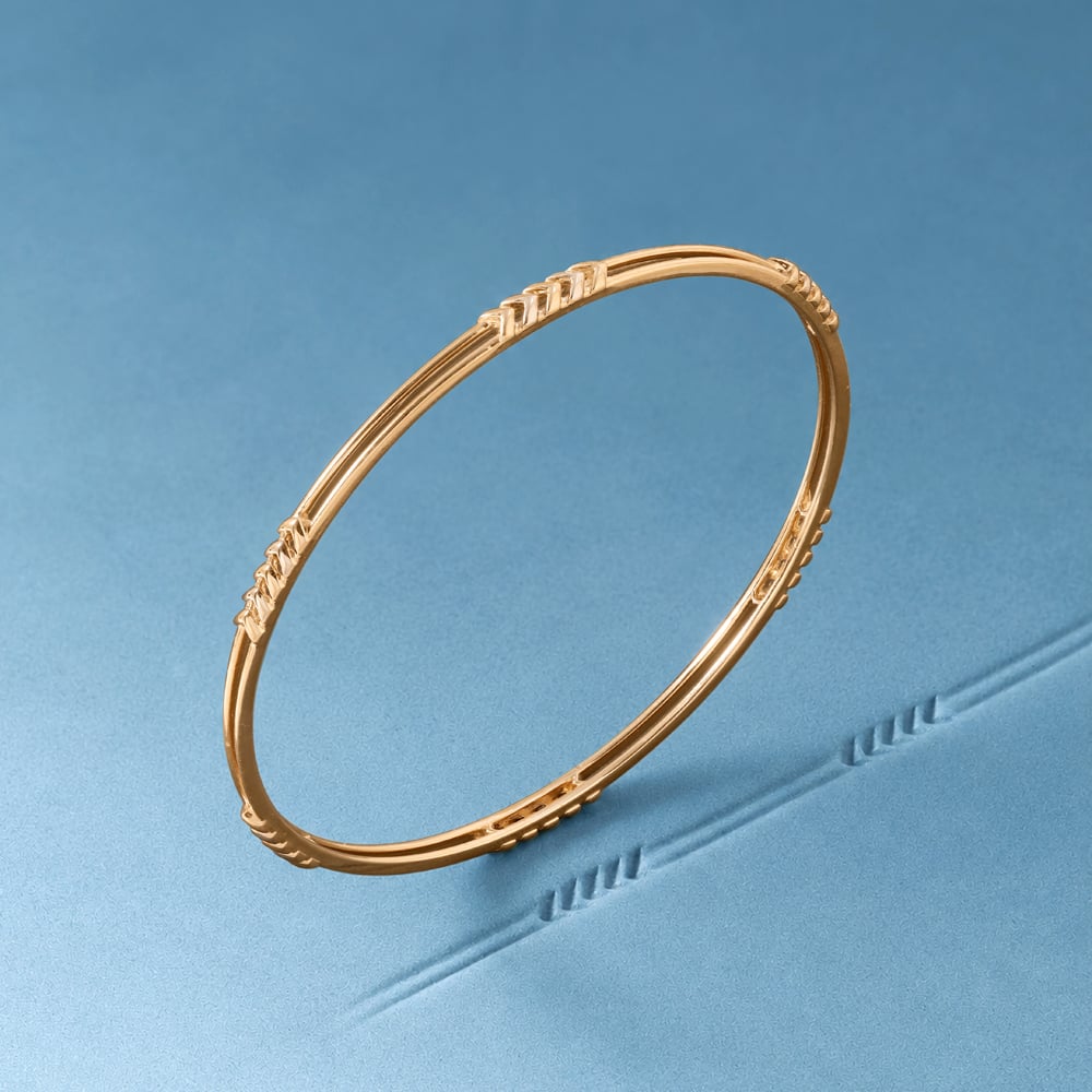 Sleek Directional Gold Bangle