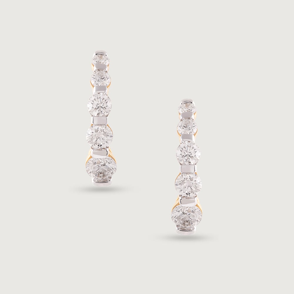 Radiant Shimmer Gold & Diamond Hoop Earrings,,hi-res thumbnail 3