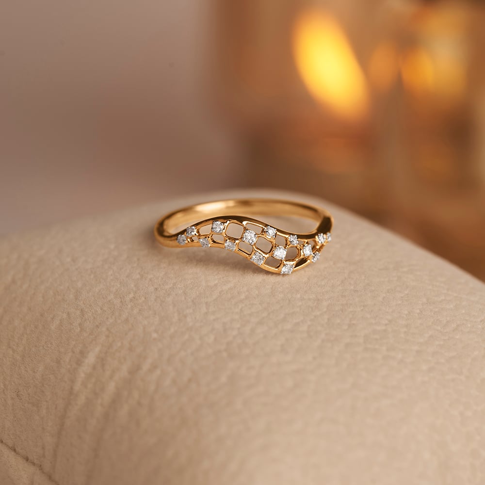 Edgy Checkered Diamond Ring