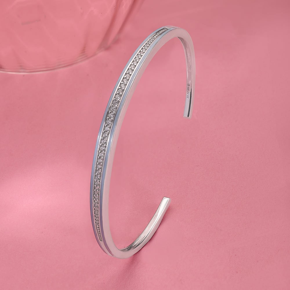 Sleek Sparkling Silver Bangle