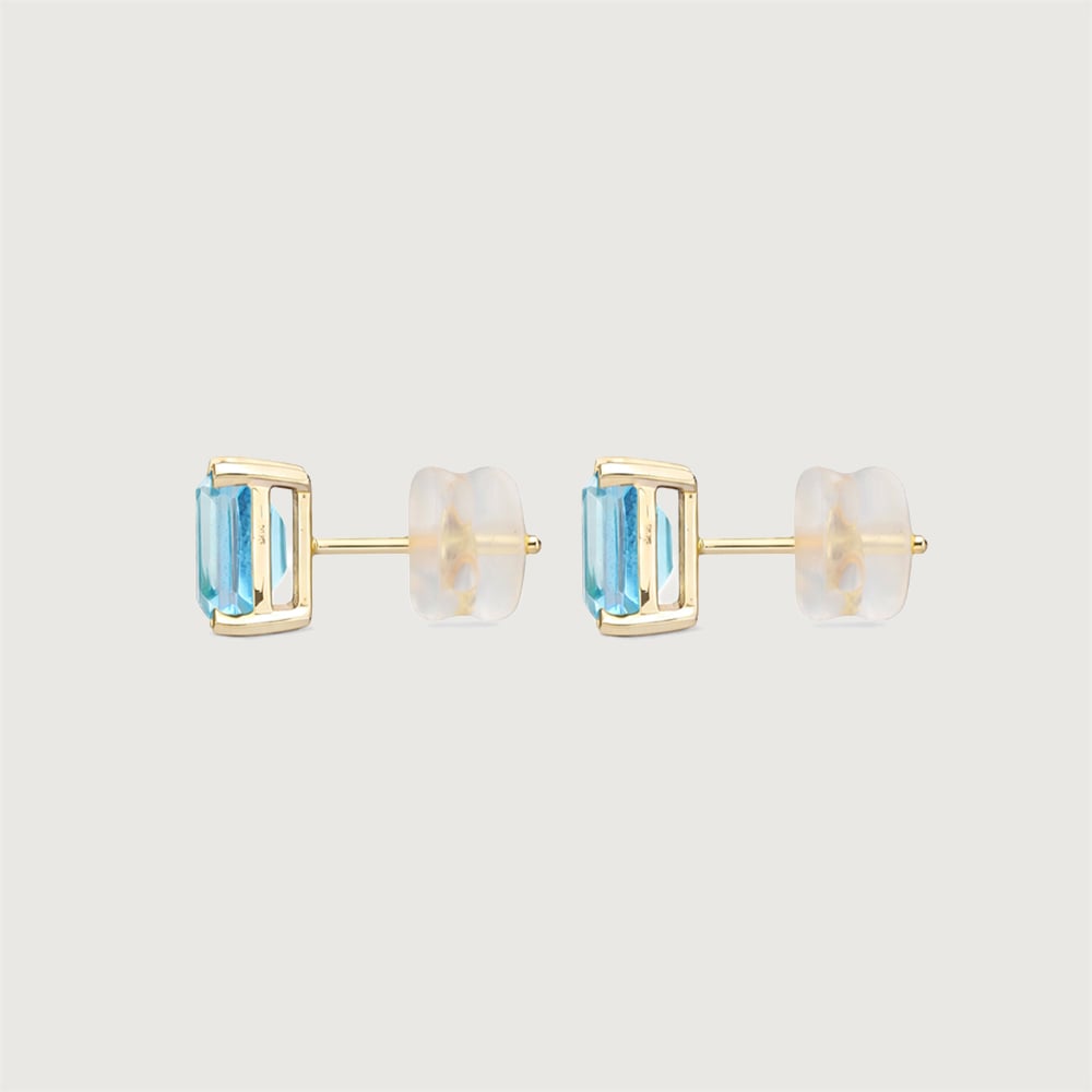 Chic Structured Blue Topaz Gold Stud Earrings,,hi-res thumbnail 5
