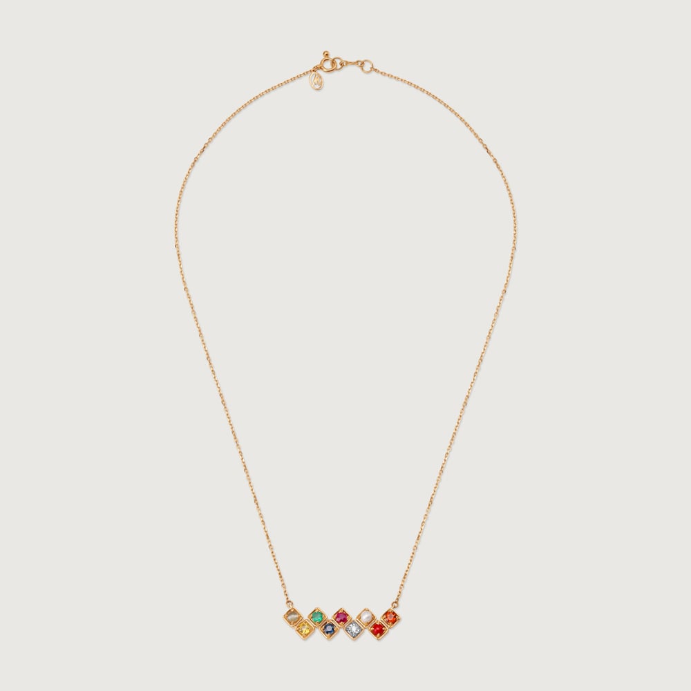 Gemstone Symphony 14KT The Navratna Pendant Chain,,hi-res thumbnail 2