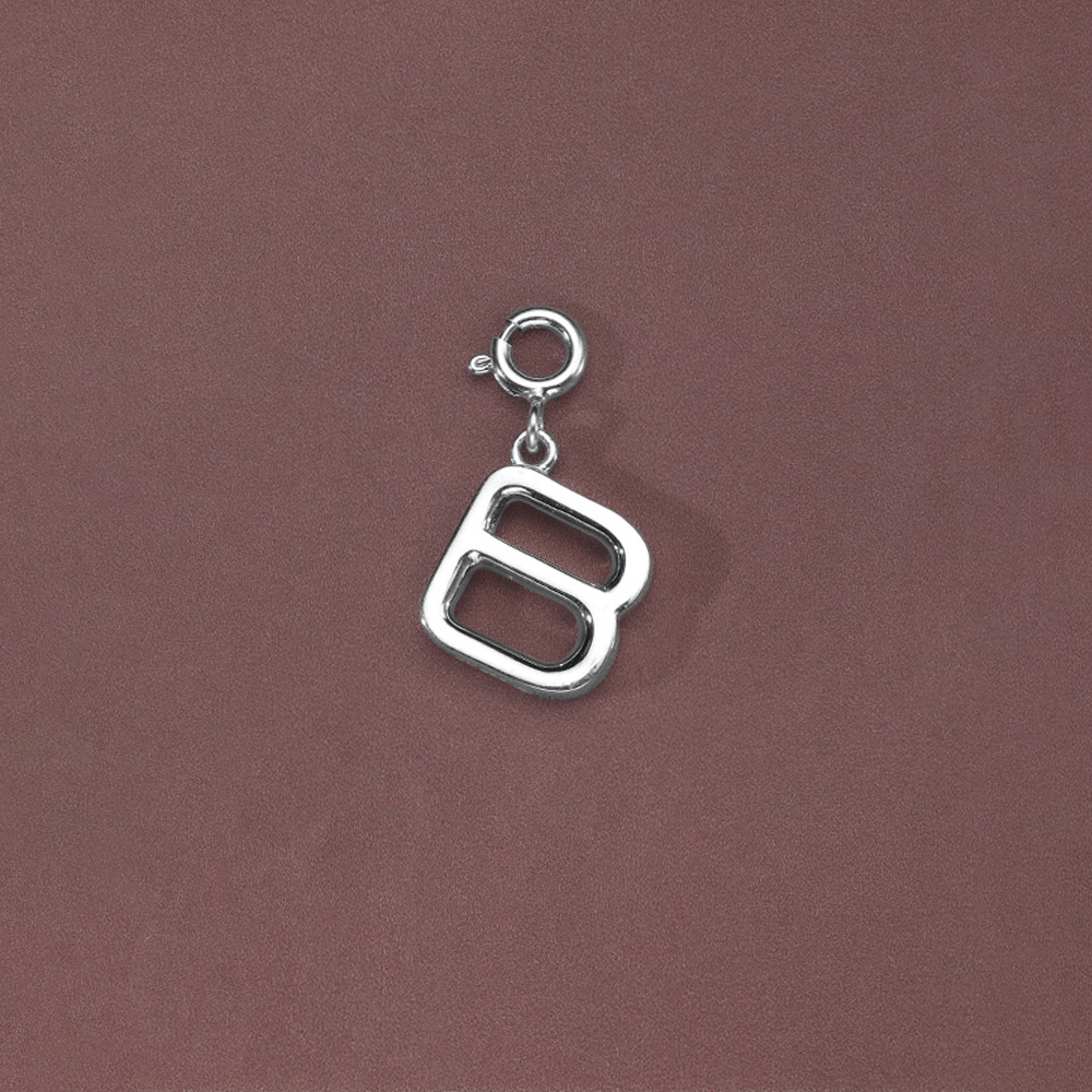 Bold Initial B Silver Charm