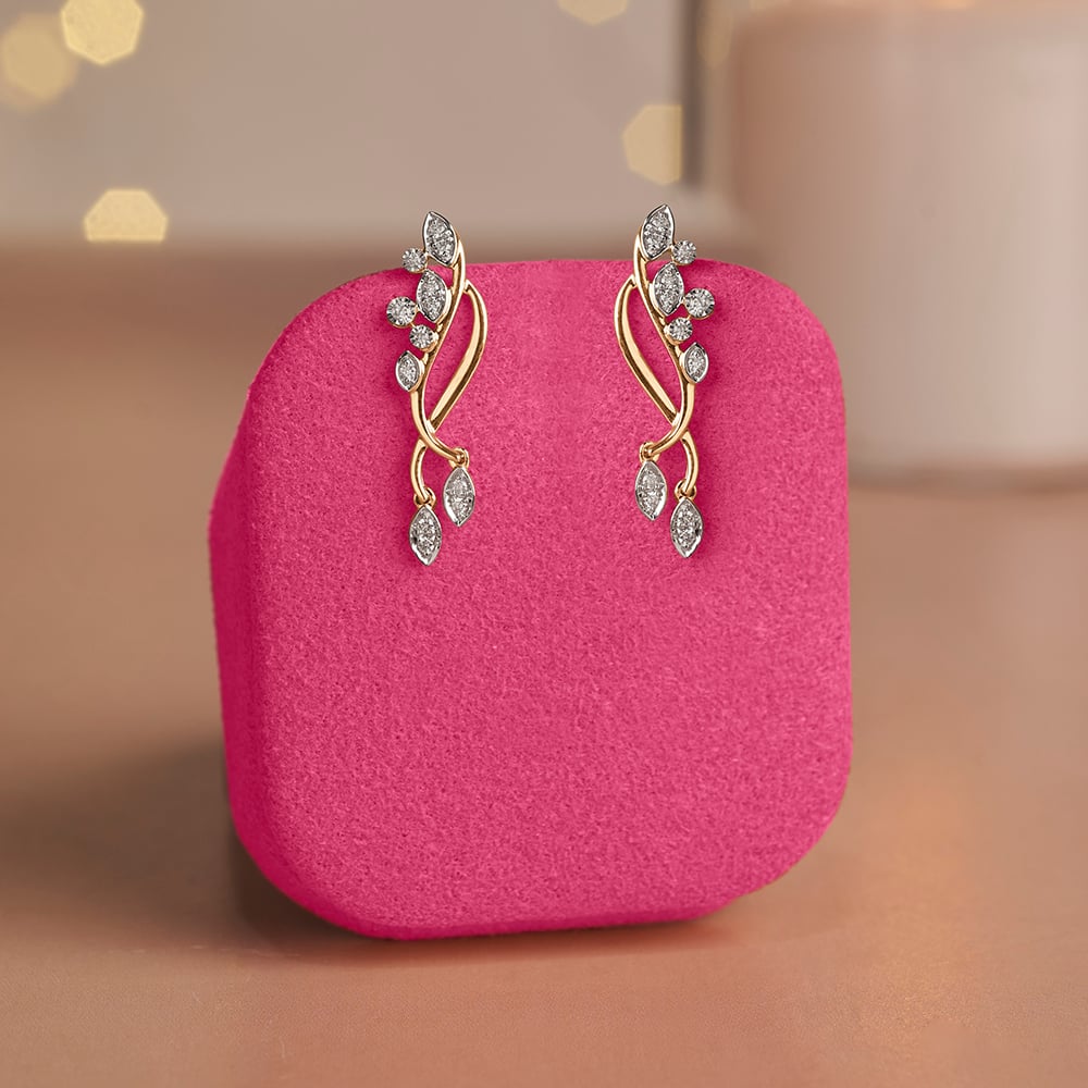 Serene Floating Diya Diamond Drop Earrings