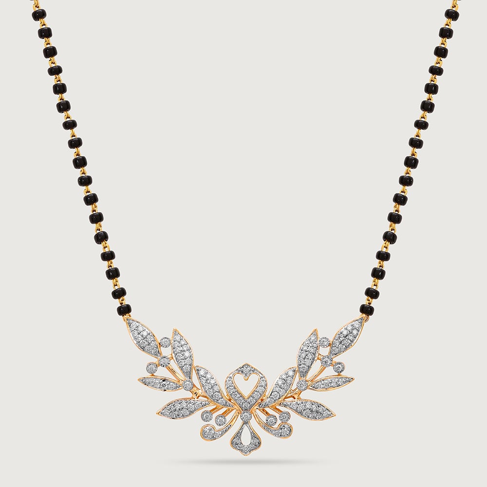 Enchanted Leaves 14 Kt Gold and Diamond Mangalsutra,,hi-res thumbnail 3