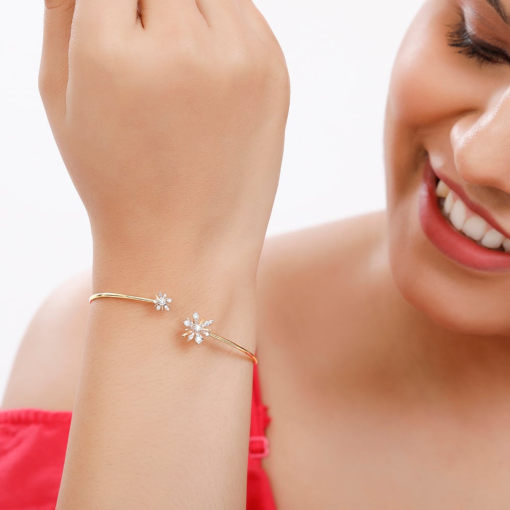 14kt Yellow Gold Blooming Diamond Bangle,,hi-res thumbnail 3