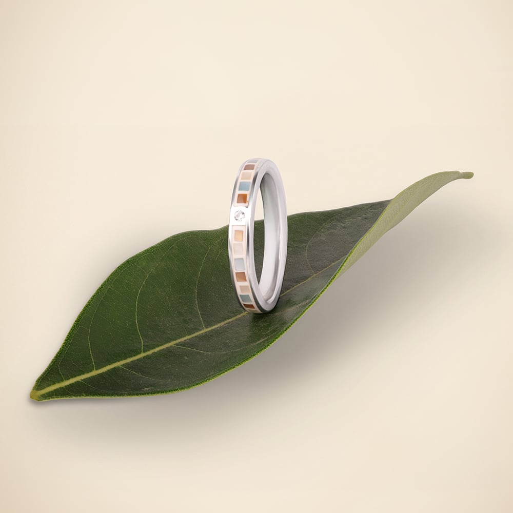 Soft Contemporary Mother of Pearl Silver Ring