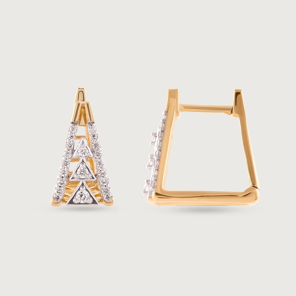 Geo Luxe Gold & Diamond Hoop Earrings,,hi-res thumbnail 4