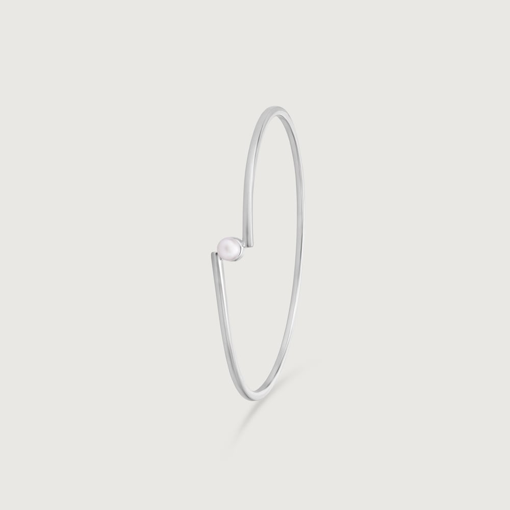 Minimal Glow Pearl Silver Bangle,,hi-res thumbnail 4