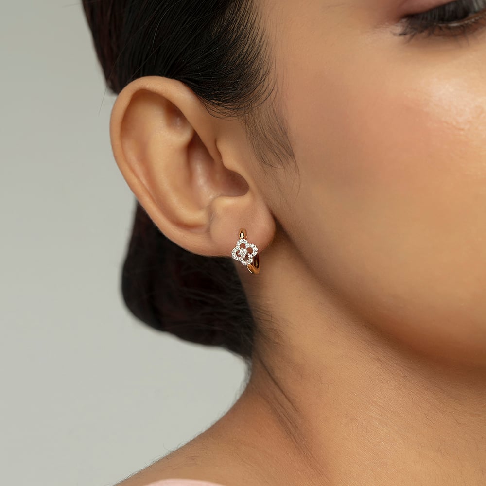 Elegant Radiant Gold & Diamond Hoop Earrings,,hi-res thumbnail 2