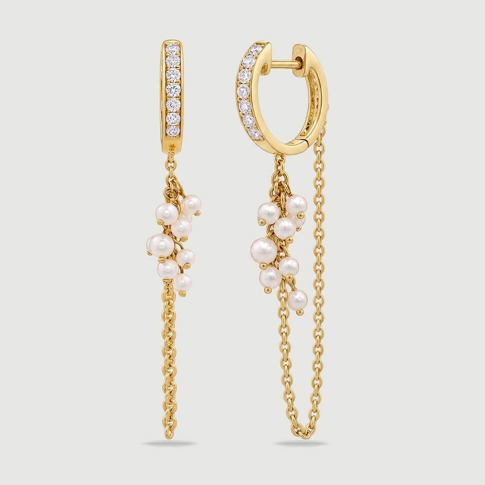 Graceful Cascading Pearl Gold Hoop Earrings,,hi-res thumbnail 4