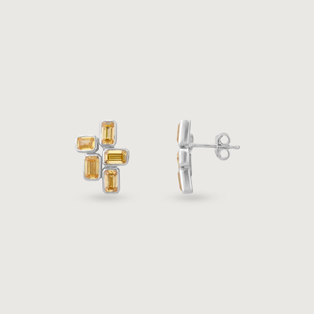 Sunny Bloom Silver Stud Earrings,,hi-res thumbnail 4