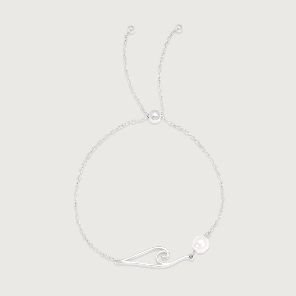 Wave Pearl Silver Anklet,,hi-res thumbnail 3