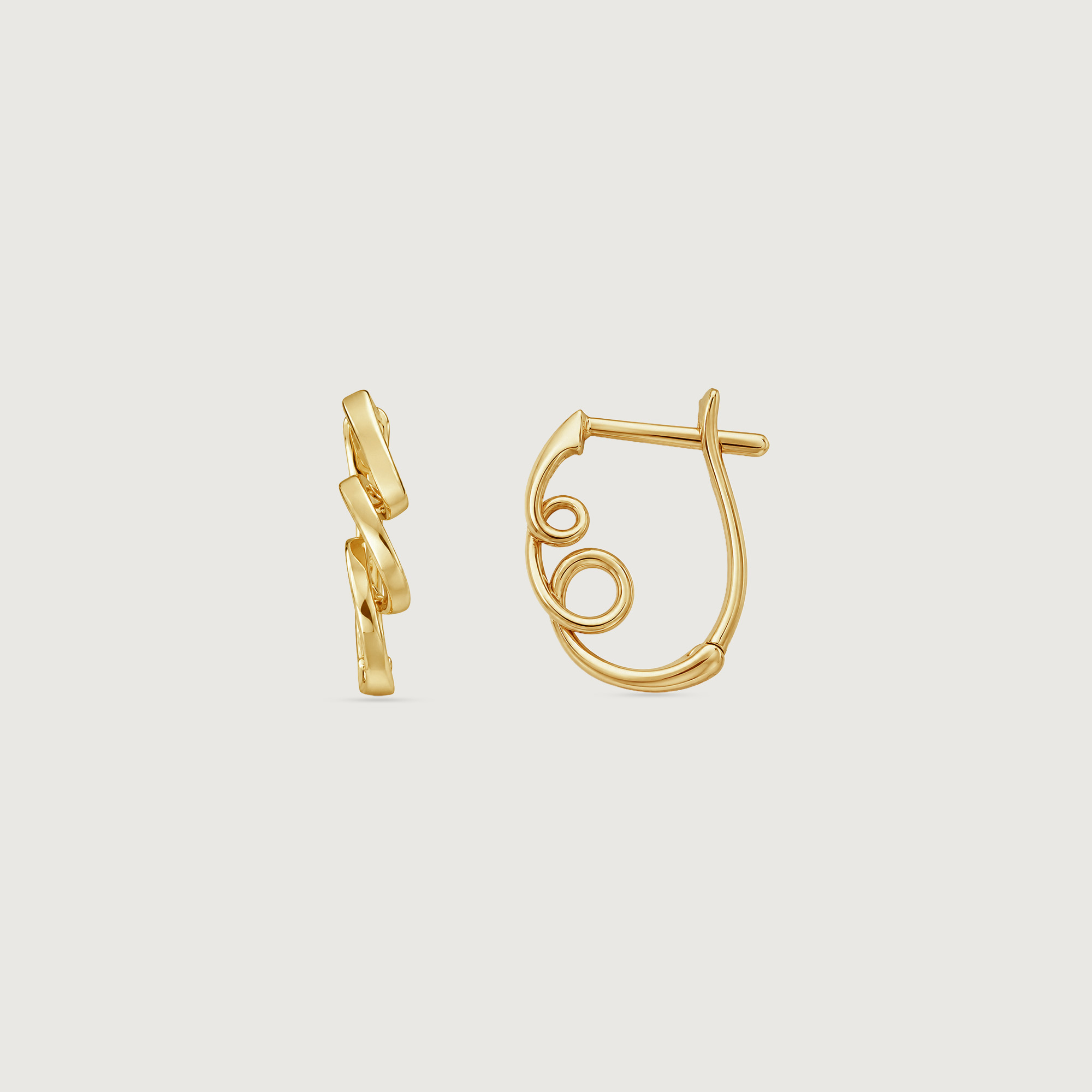 Playful Spiral Gold Hoop Earrings,,hi-res thumbnail 5