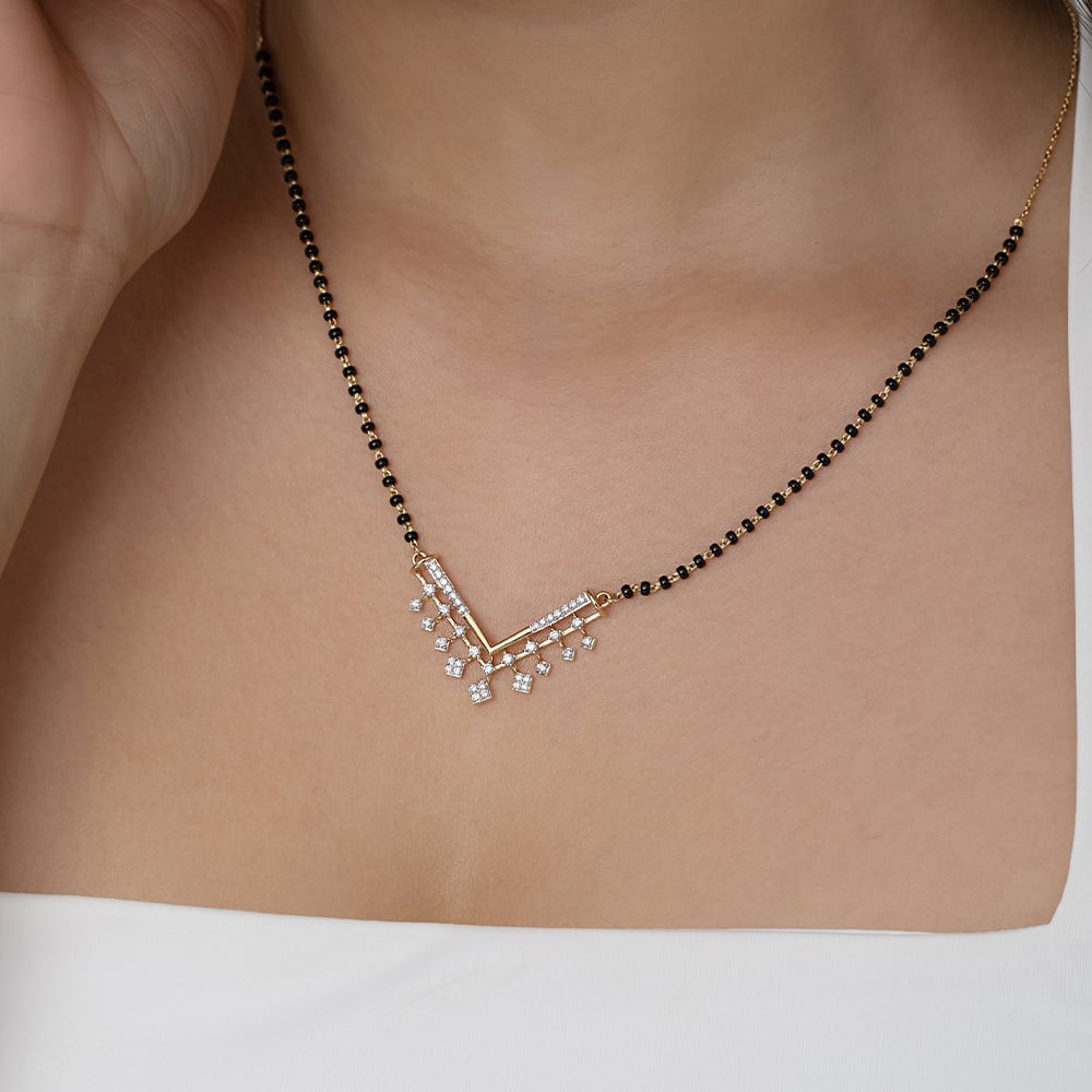 Glistening Fringe Gold and Diamond Mangalsutra,,hi-res thumbnail 2