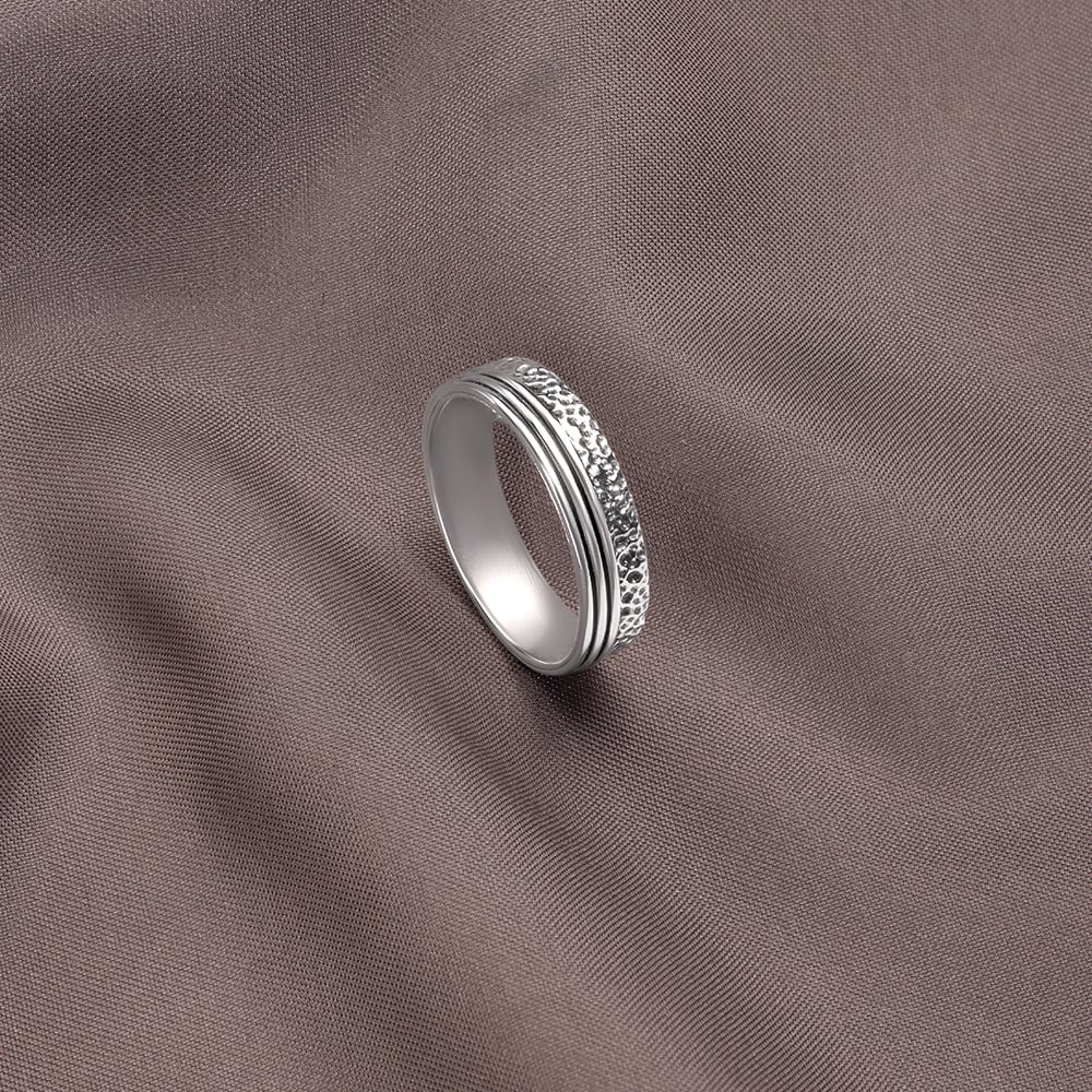 Textured Band Silver Ring