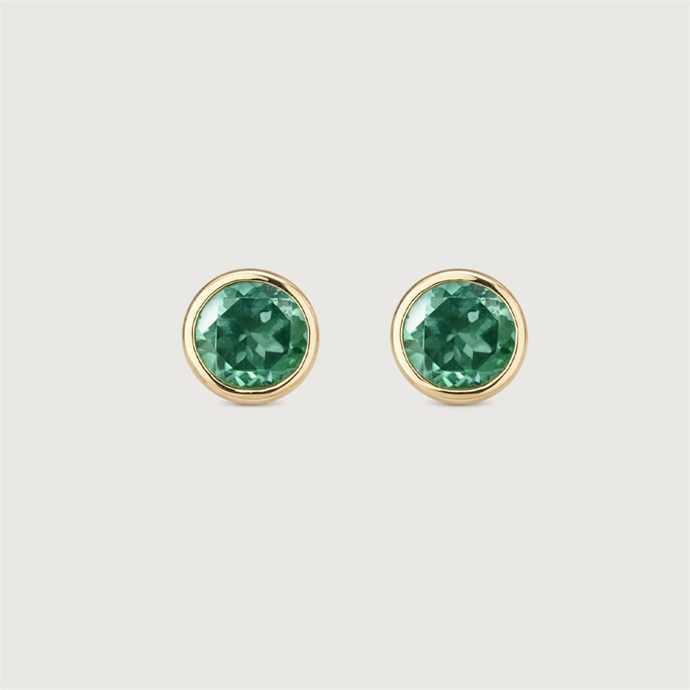 Refined Polished Emerald Gold Stud Earrings,,hi-res thumbnail 3