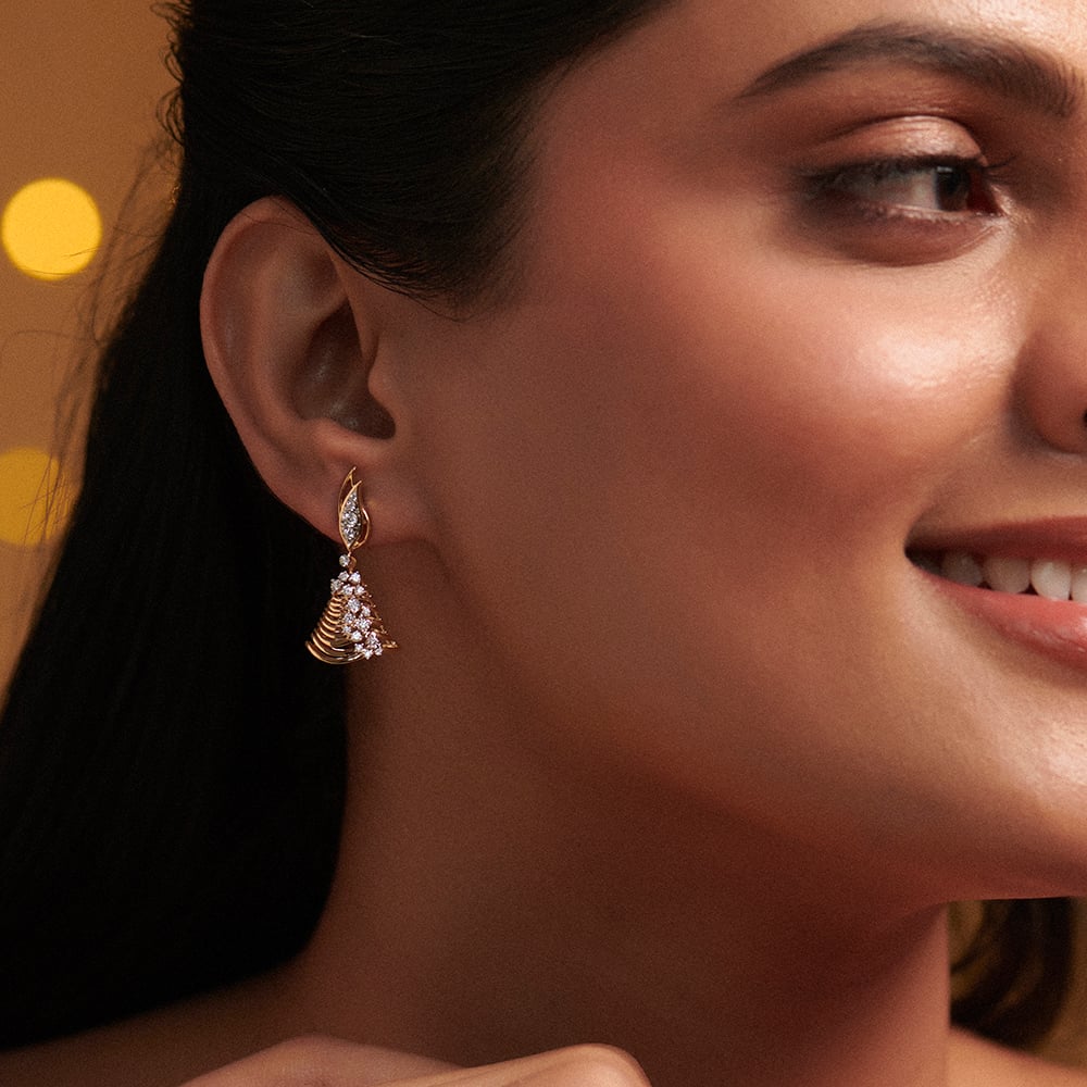 Radiant Flowing Diamond Jhumka,,hi-res thumbnail 2