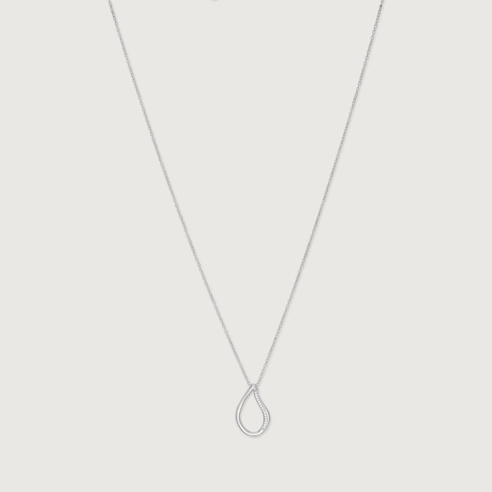 Fluid Teardrop Silver Necklace,,hi-res thumbnail 4