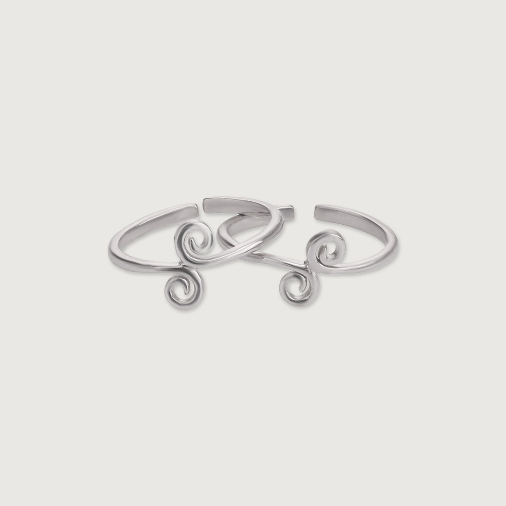 Curvy Chic Silver Toe Rings,,hi-res thumbnail 4