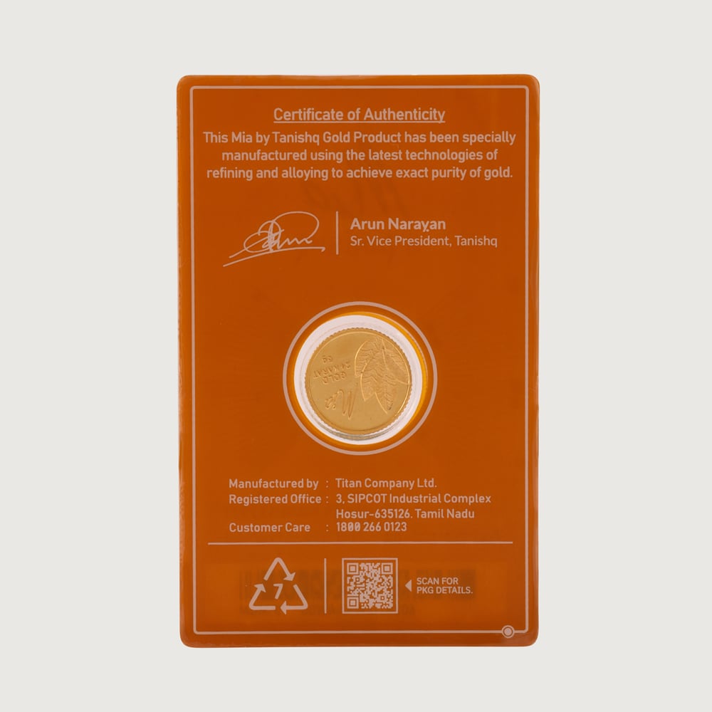 5 gm 24 Karat Mango Leaf Gold Coin (9999 Purity),,hi-res thumbnail 5