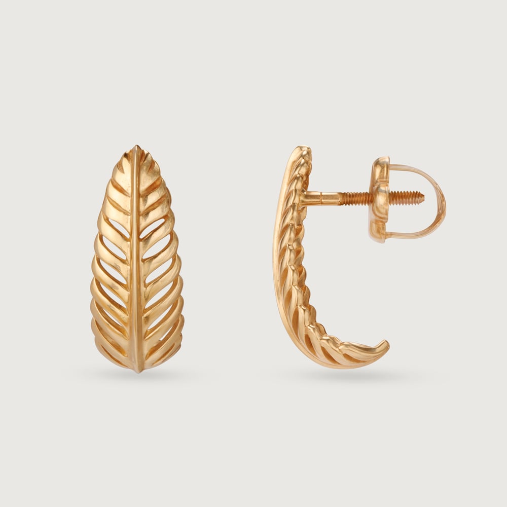 Timeless 14K Yellow Gold Feather Hoop Earrings,,hi-res thumbnail 4
